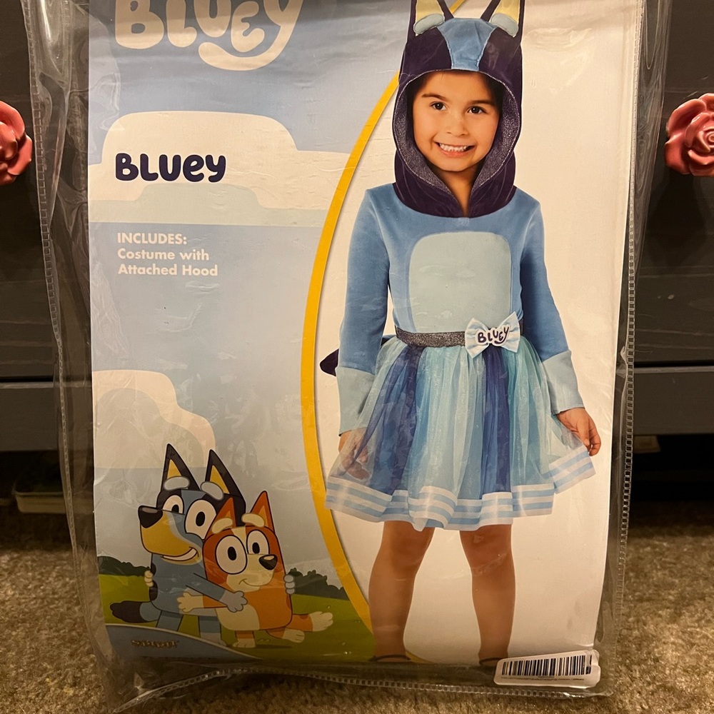 Bluey tutu dress Halloween Costume with Attached Hood and tail